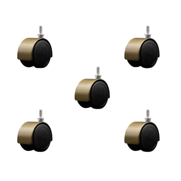 2'' Floor Safe Antique Hooded Twin Wheel Caster 1/4 Threaded Stem, 5PK